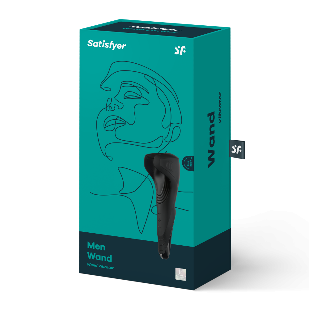 Masturbatore e massaggiatore Wand vibratore per uomini, sex toy da stimolazione, colore nero, marca Satsfyer