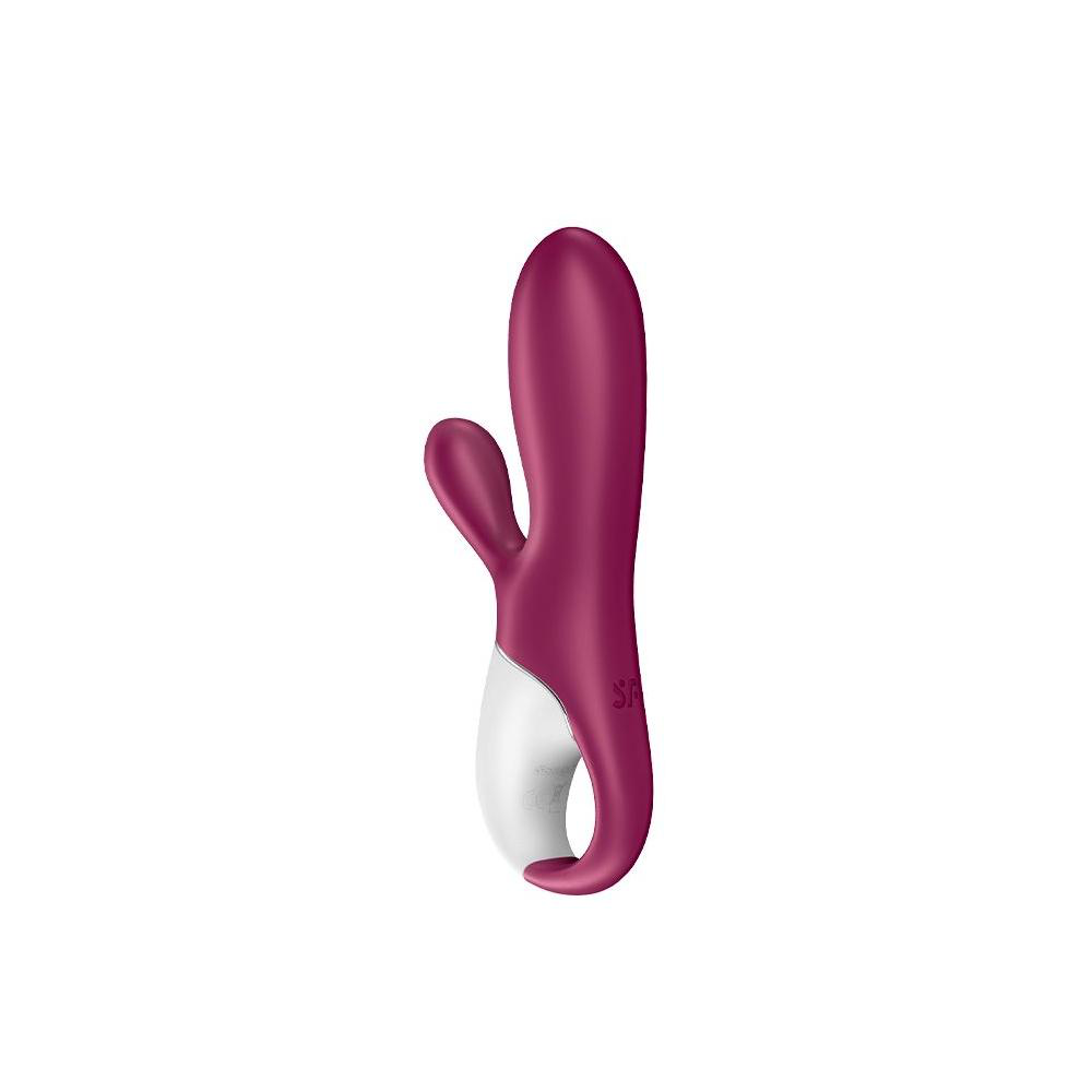 Vibratore rabbit vaginale e clitorideo con sistema di riscaldamento integrato e applicazione per il controllo da remoto.