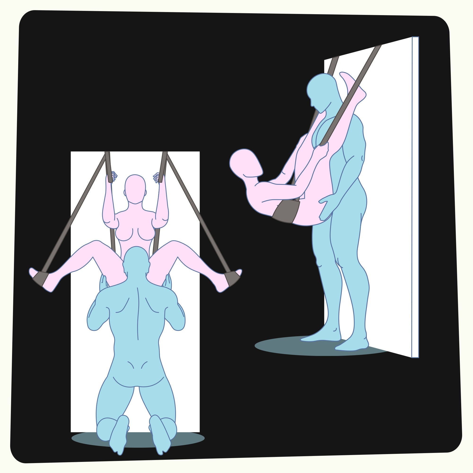 Altalena del sesso swing con allaccio per essere appesa alla porta della stanza. Regolabile e resistente.