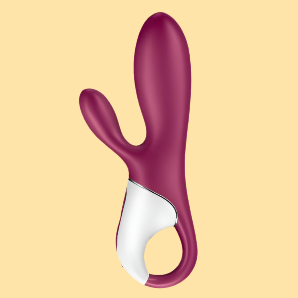 Vibratore rabbit vaginale e clitorideo con sistema di riscaldamento integrato e applicazione per il controllo da remoto.