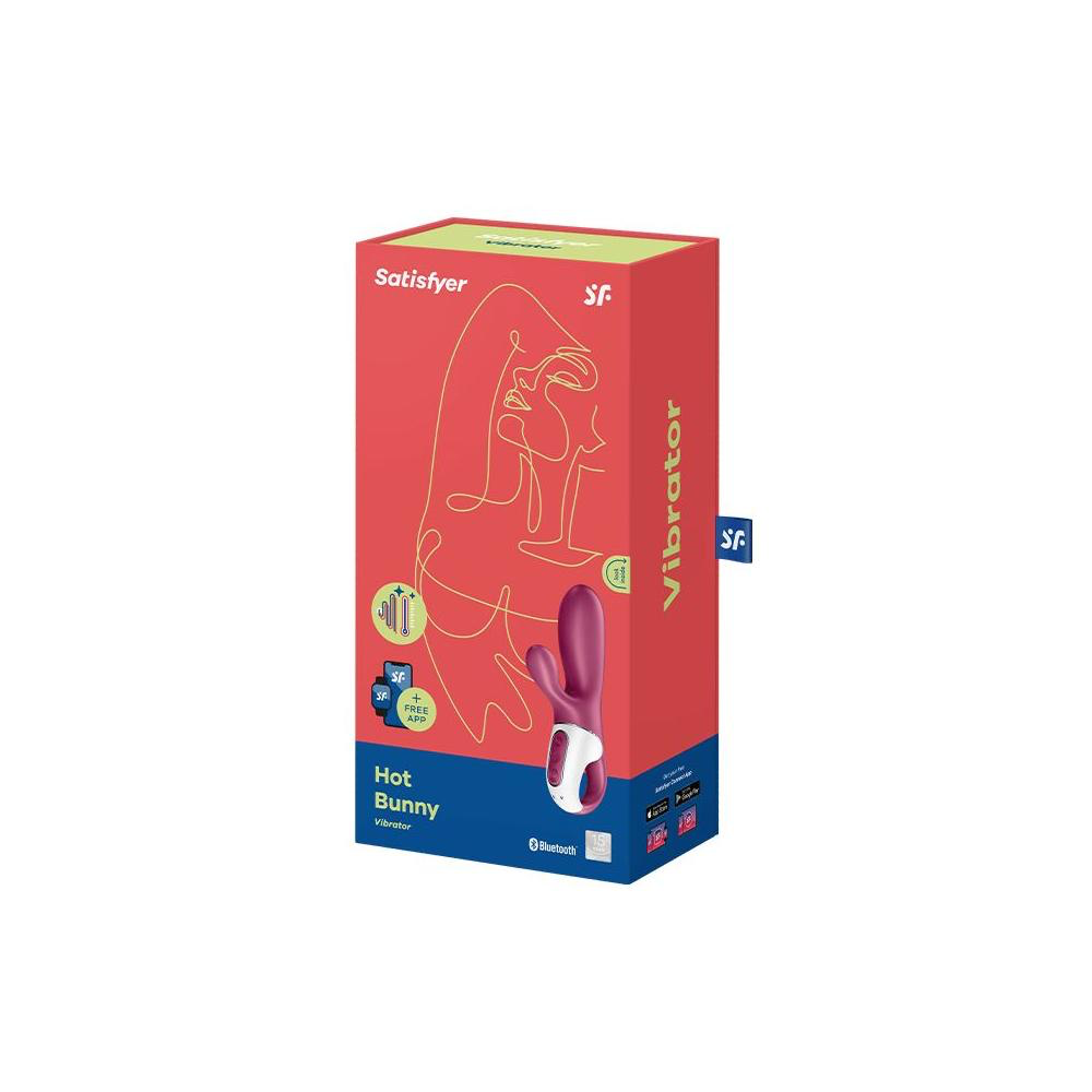 Vibratore rabbit vaginale e clitorideo con sistema di riscaldamento integrato e applicazione per il controllo da remoto.