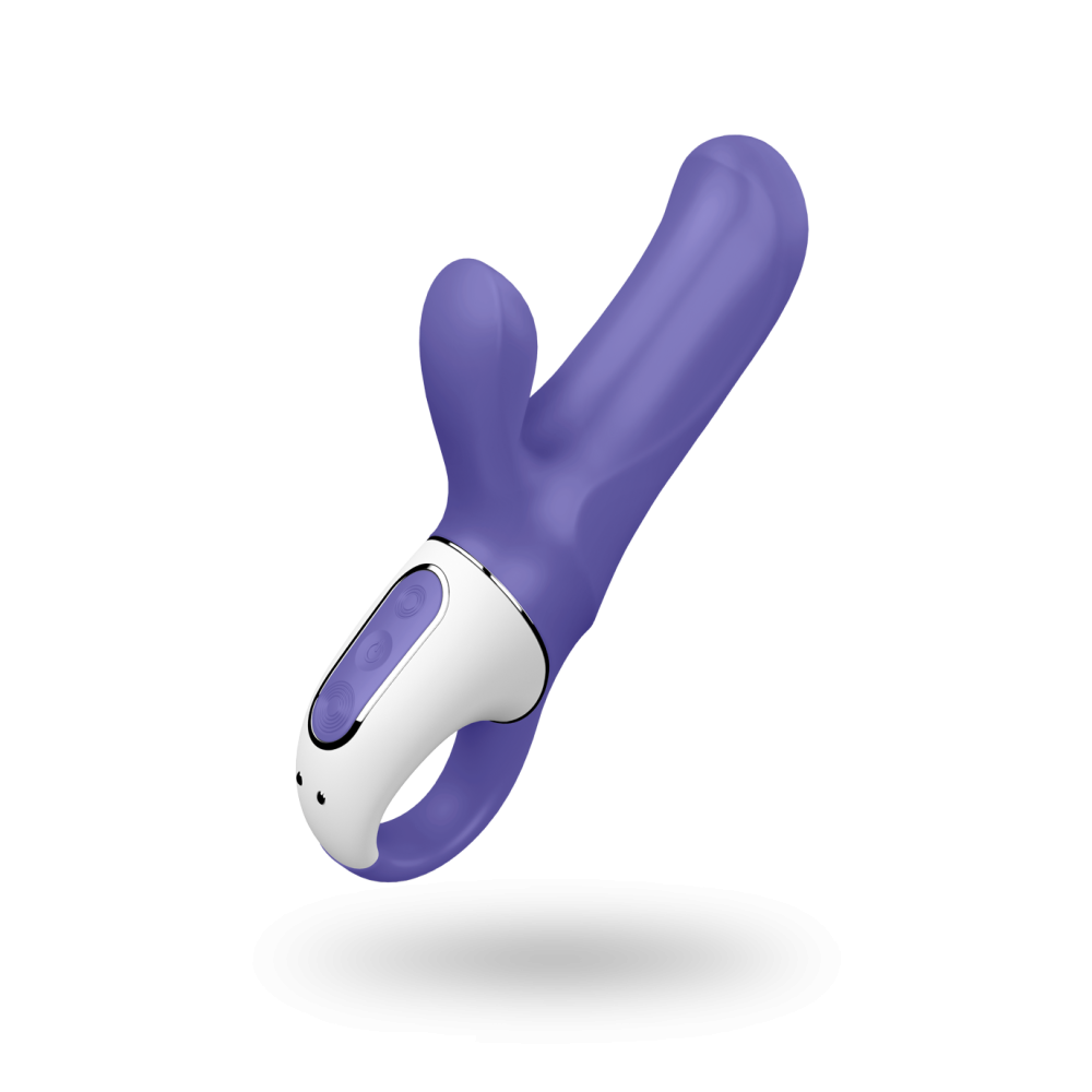 Vibratore vaginale e clitorideo dalla forma curvata.