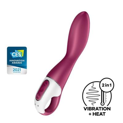 Vibratore curvo vaginale per la stimolazione della zona CUV, con controllo da remoto tramite applicazione gratuita. Vibratore con sistema di riscaldamento integrato.