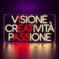Luce LED VISIONE CREATIVITÀ PASSIONE bianca e rossa, vista frontale