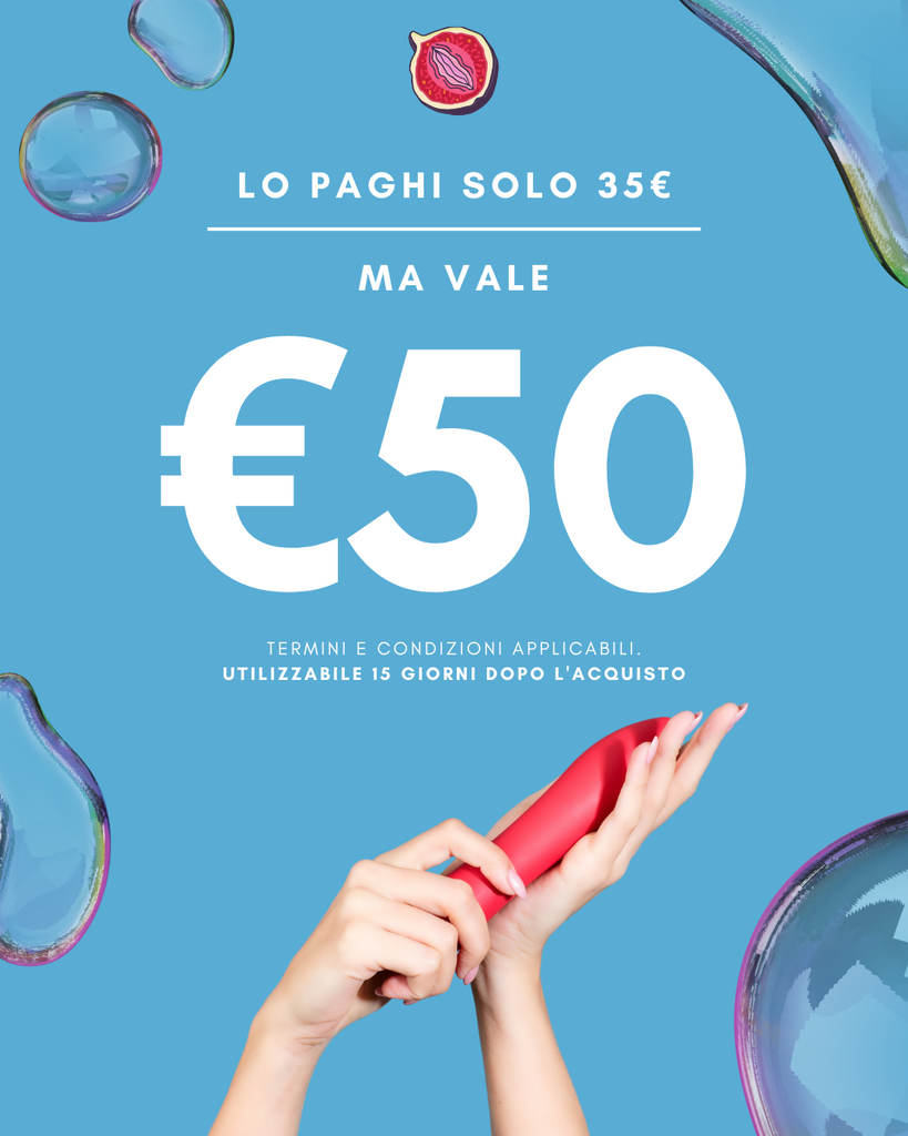 Buono Regalo da 50 euro: Aggiungi un po’ di orgasmi alla tua vita con il nostro coupon: lo paghi solo 35€ e ottieni 50€ di credito su tutti i nostri articoli.