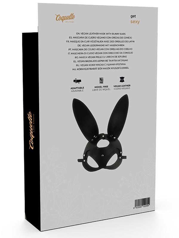 Questa maschera da coniglietta, realizzata in morbida pelle vegana, è l’accessorio perfetto per aggiungere un pizzico di mistero e dominazione ai tuoi giochi BDSM. 