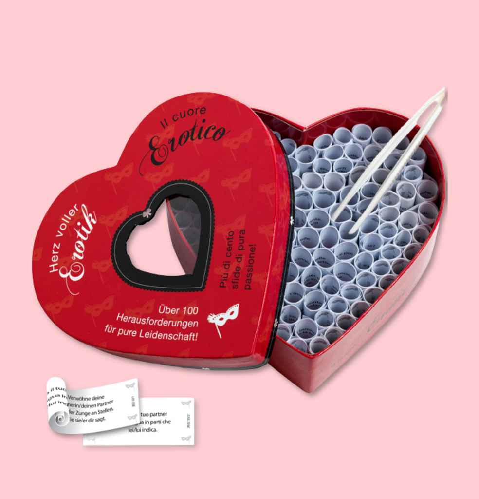 Cerchi qualcosa di nuovo e non sai cosa potrebbe piacerti? Scopri ogni sfumatura del tuo piacere con il nostro gioco erotico di coppia Cuore a Cuore: più di 100 sfide di pura passione…tutte da scoprire! 
