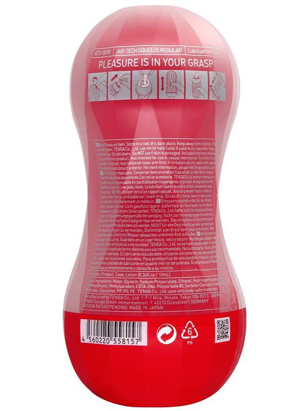 Tenga Air-Tech Squeeze è il masturbatore che combina tecnologia avanzata e design innovativo per un'esperienza unica. Grazie alla sua struttura ergonomica, questo sex toy offre una stimolazione incredibile, adattandosi perfettamente alla forma del tuo pene per un comfort senza pari.